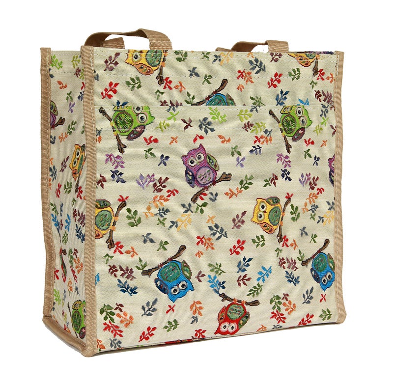 Signare Owl Pattern Grocery Shopping Tote Bag for Women Tapestry/SHOP-OWL - Image 1
